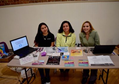 Volunteers with information for international women's day