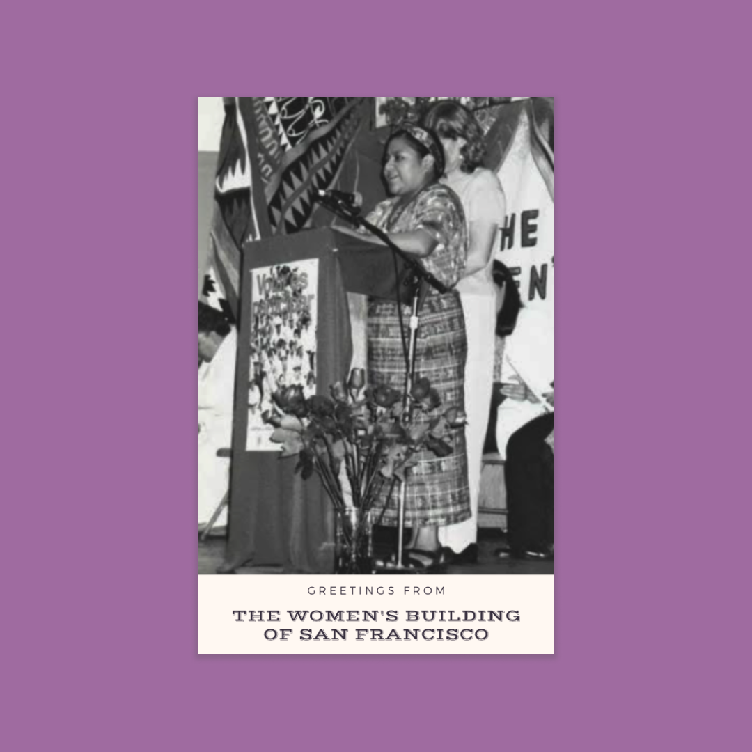 Postcard Rigoberta Menchu at The Women’s Building Portrait Small